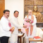HM Amit Shah with CM Vishnu Dev Sai and DCM Vijay Sharma